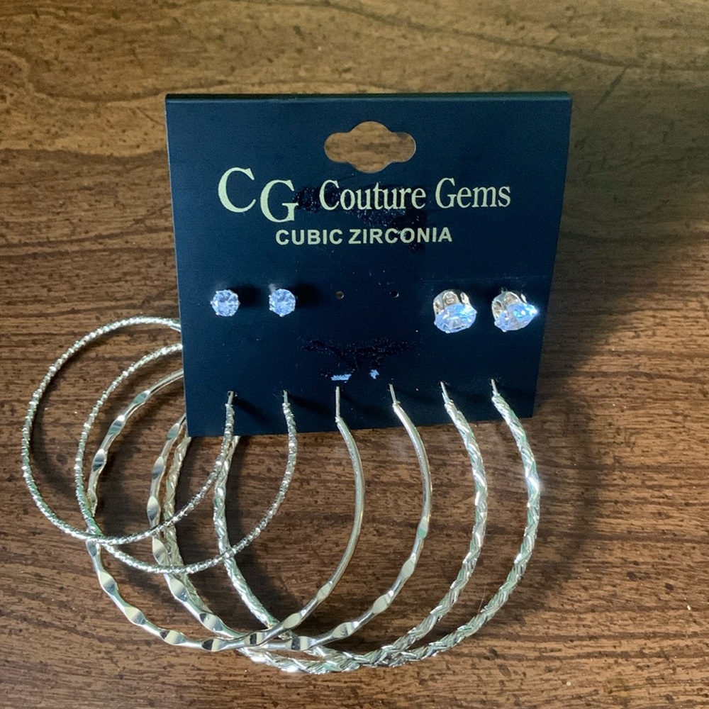 *Clearance-Final* NWOT Couture Gems 5pc Fashion Stud and Hoop Set
